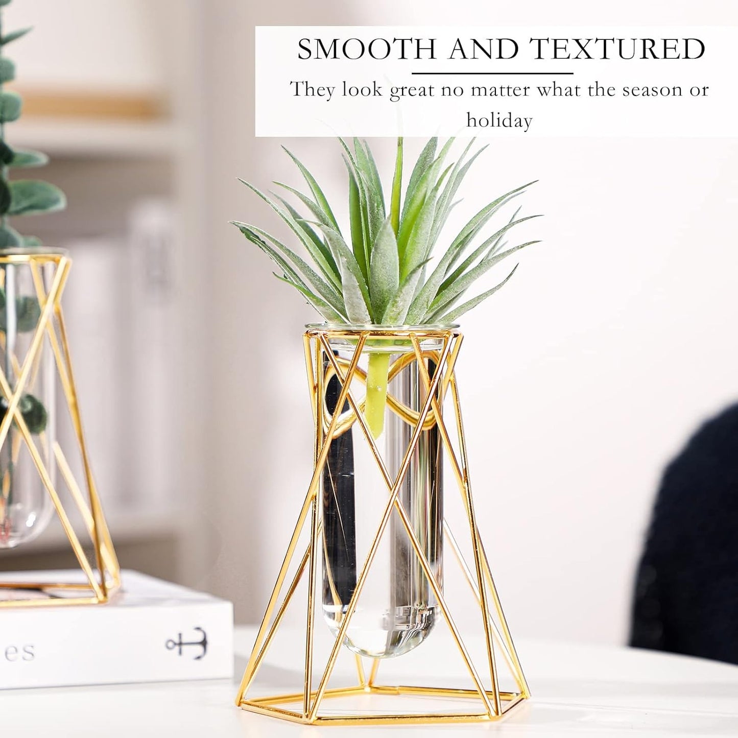 Home Collection 8Pcs Gold Geometric Test Tube Vases