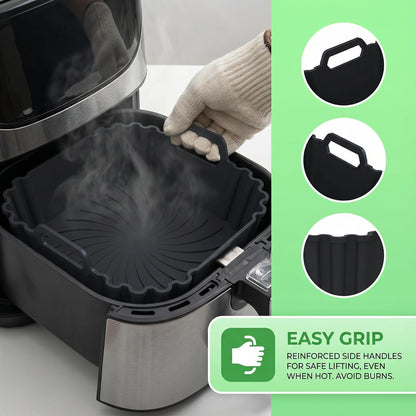 Home Collection Pack of 2 8.5-Inch Reusable Silicone Air Fryer Liners for 5–6.5QT