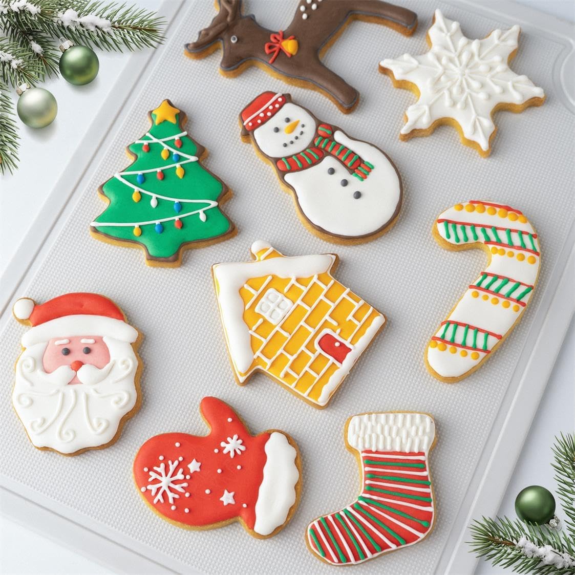 Home Collection Pack of 11 Christmas Cookie Cutter Set Gingerbread Man Tree Snowflake Santa and Reindeer Shapes