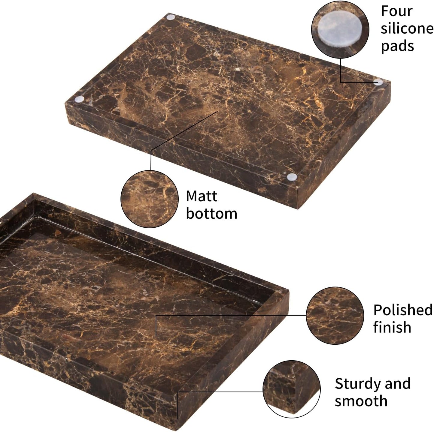 Home Collection Marble Bathroom Vanity Tray