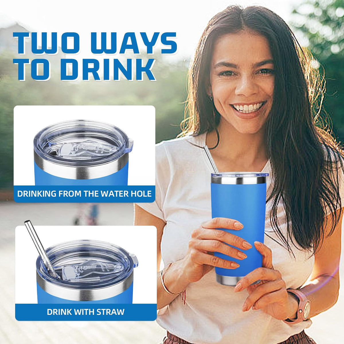 Home Collection Double Wall 20 oz Stainless Steel Insulated Tumbler with Lid and Straw