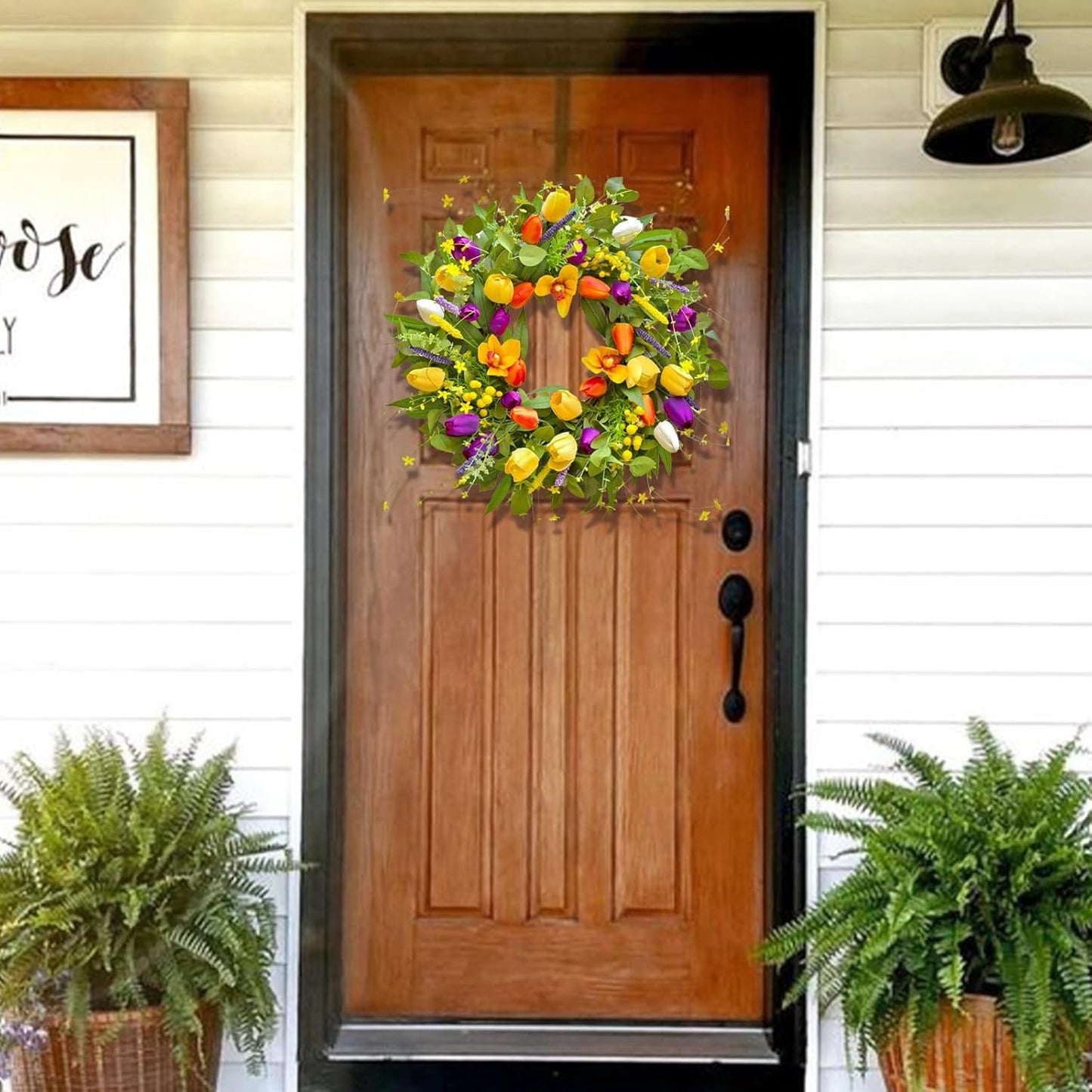 Home Collection Spring Summer Wreath for Front Door 24-Inch