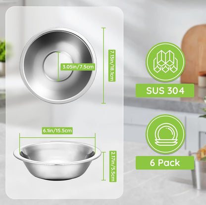 Home Collection 6-Pc 304 Stainless Steel Mixing Bowls