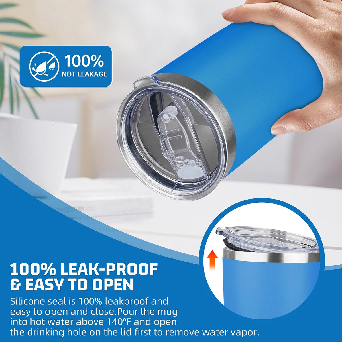 Home Collection Double Wall 20 oz Stainless Steel Insulated Tumbler with Lid and Straw