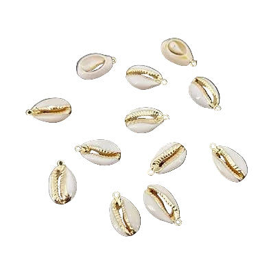 Home Collection 12PCS Golden Natural Cowrie Sea Shell Pendants