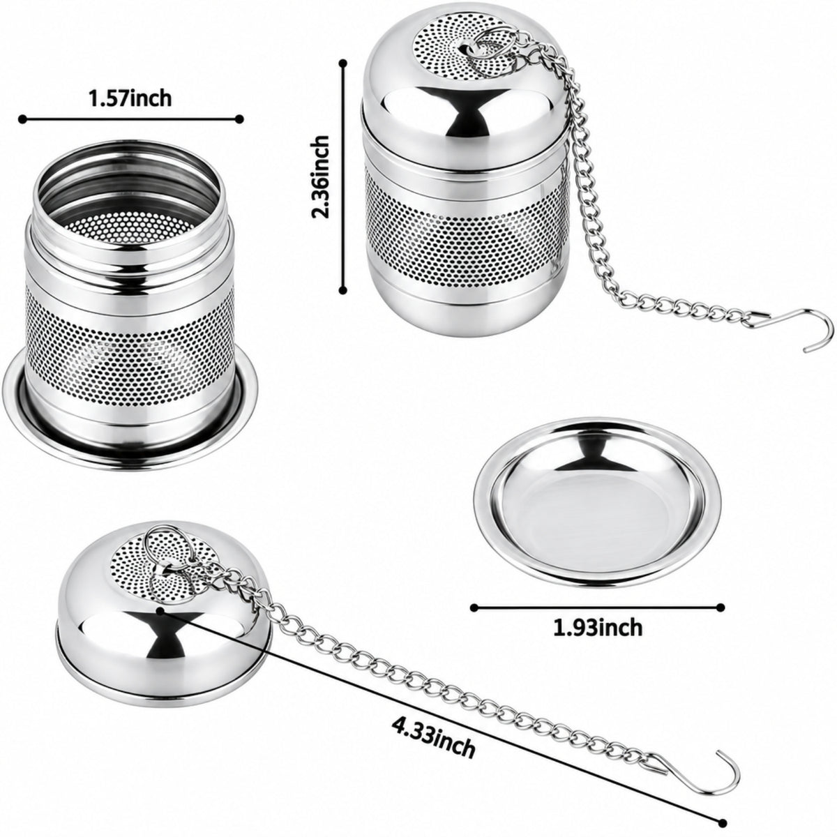 Home Collection 2Pcs Stainless Steel Tea Infuser Strainers