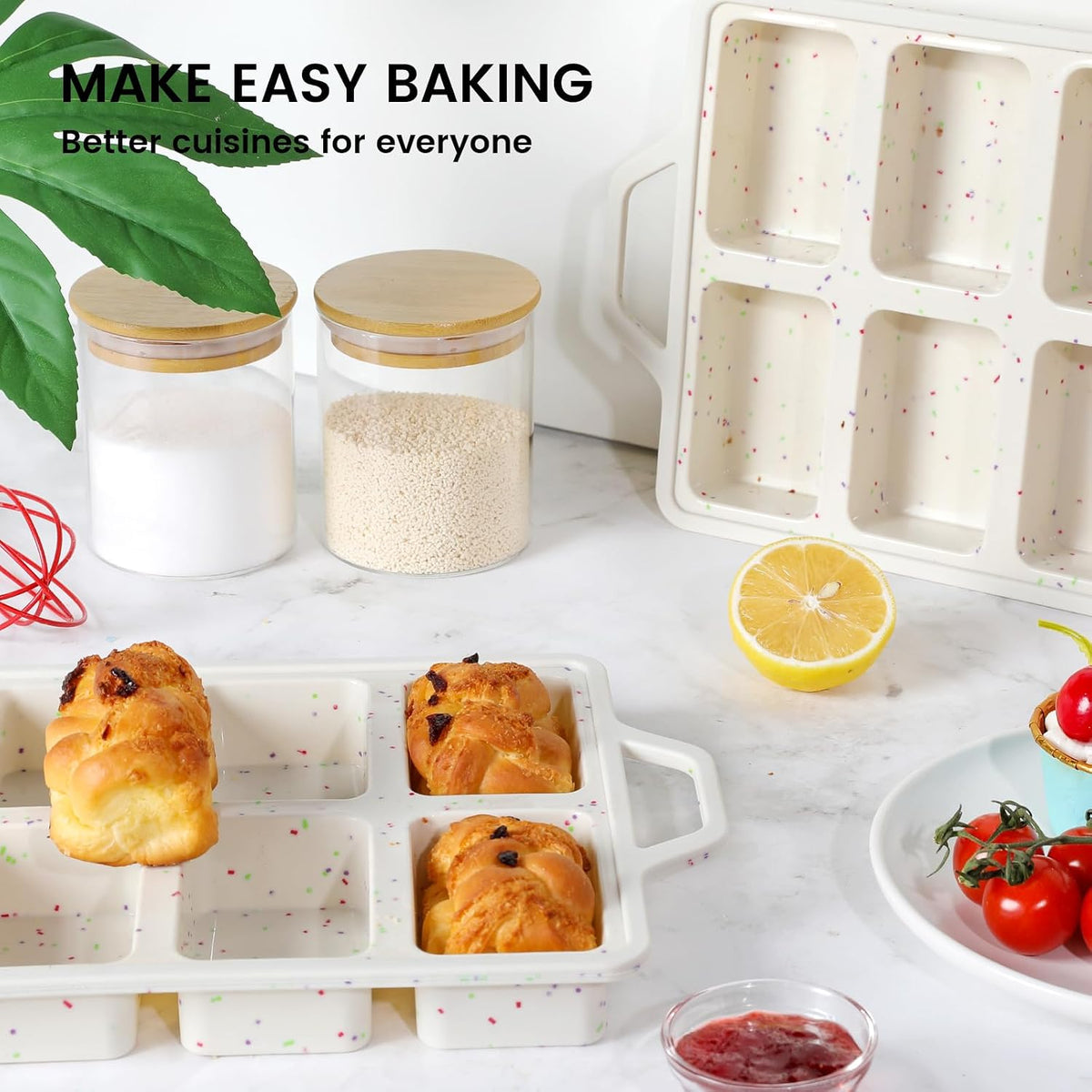 Home Collection Pack of 2 8-Cavity Mini Silicone Loaf Pans