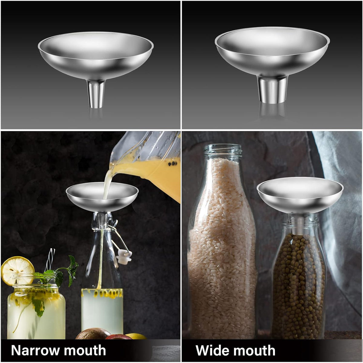 Home Collection Stainless Steel Bottle Filling Funnel for Oil Juice Coffee and Food