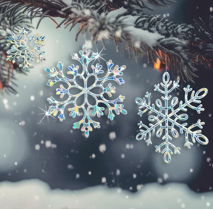 Home Collection Pack of 36 Christmas Snowflake Ornaments Plastic Hanging Winter Holiday Decorations
