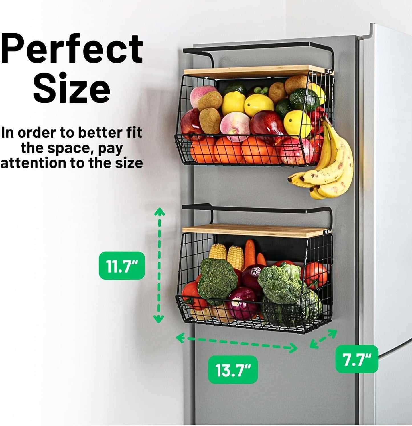 Home Collection Magnetic Fridge Shelf with Wood Lid Black