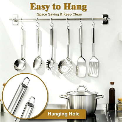 Home Collection 6 Piece Stainless Steel Cooking Utensil Set Heat Resistant Tools