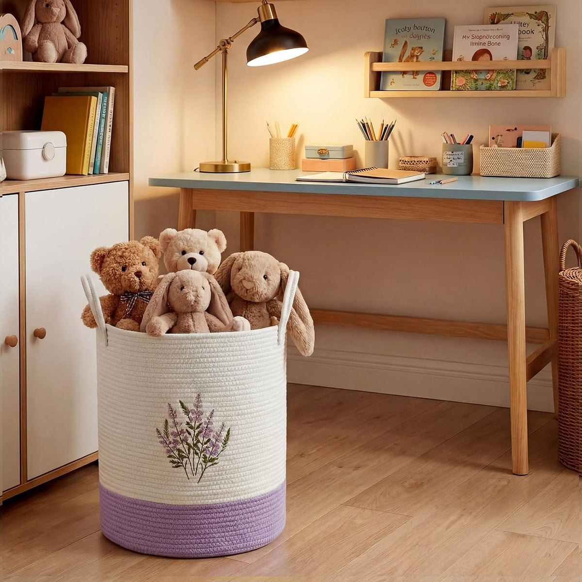 Home Collection Cotton Rope Laundry Hamper with Handles 14x18-Inch