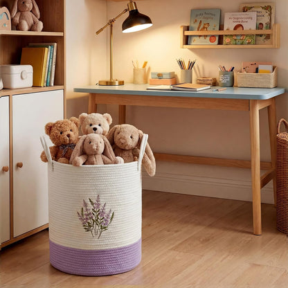 Home Collection Cotton Rope Laundry Hamper with Handles 14x18-Inch
