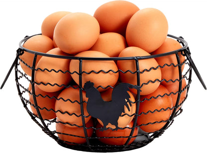 Home Collection Black Iron Farmhouse Egg Holder Basket