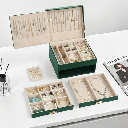 Home Collection 3-Layer Jewelry Box Organizer with Mirror