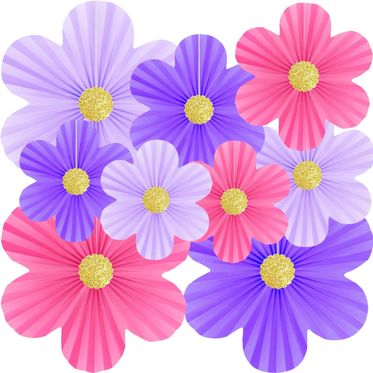 Home Collection Pastel Paper Flower Party Decorations with Gold Glitter Centers