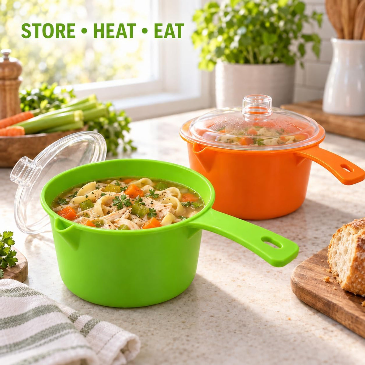 Home Collection Set of 2 Microwave Saucepan with Lid 27 oz