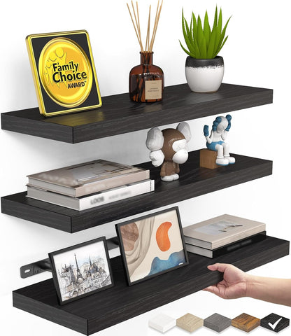 Home Collection Rustic Black Floating Shelves Set of 3