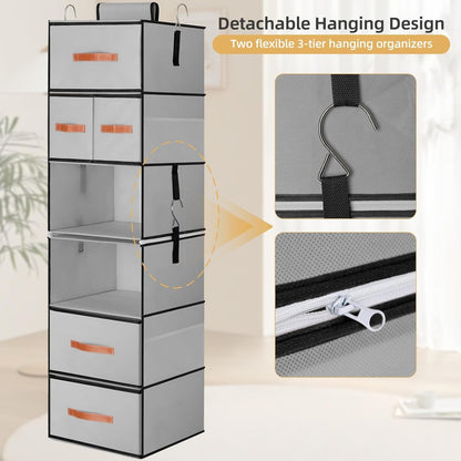 Home Collection 6-Shelf Hanging Closet Organizer with 5 Removable Drawers and Side Pockets