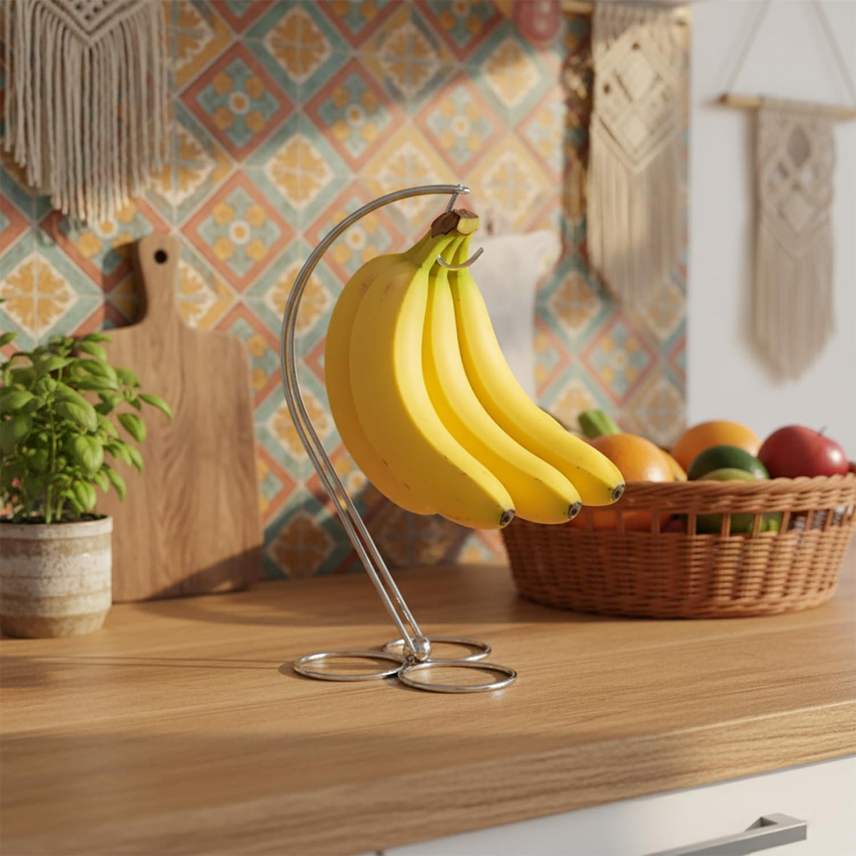 Home Collection Countertop Silver Chrome Banana Holder Stand