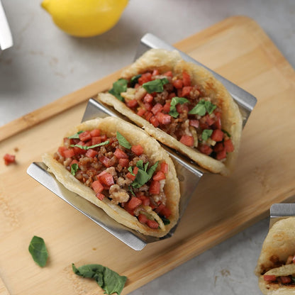 Home Collection Stainless Steel Taco Holder Stand for 2 Soft or Hard Shell Tacos