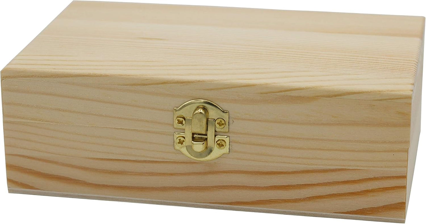 Home Collection Unfinished Wooden Box with Hinged Lid