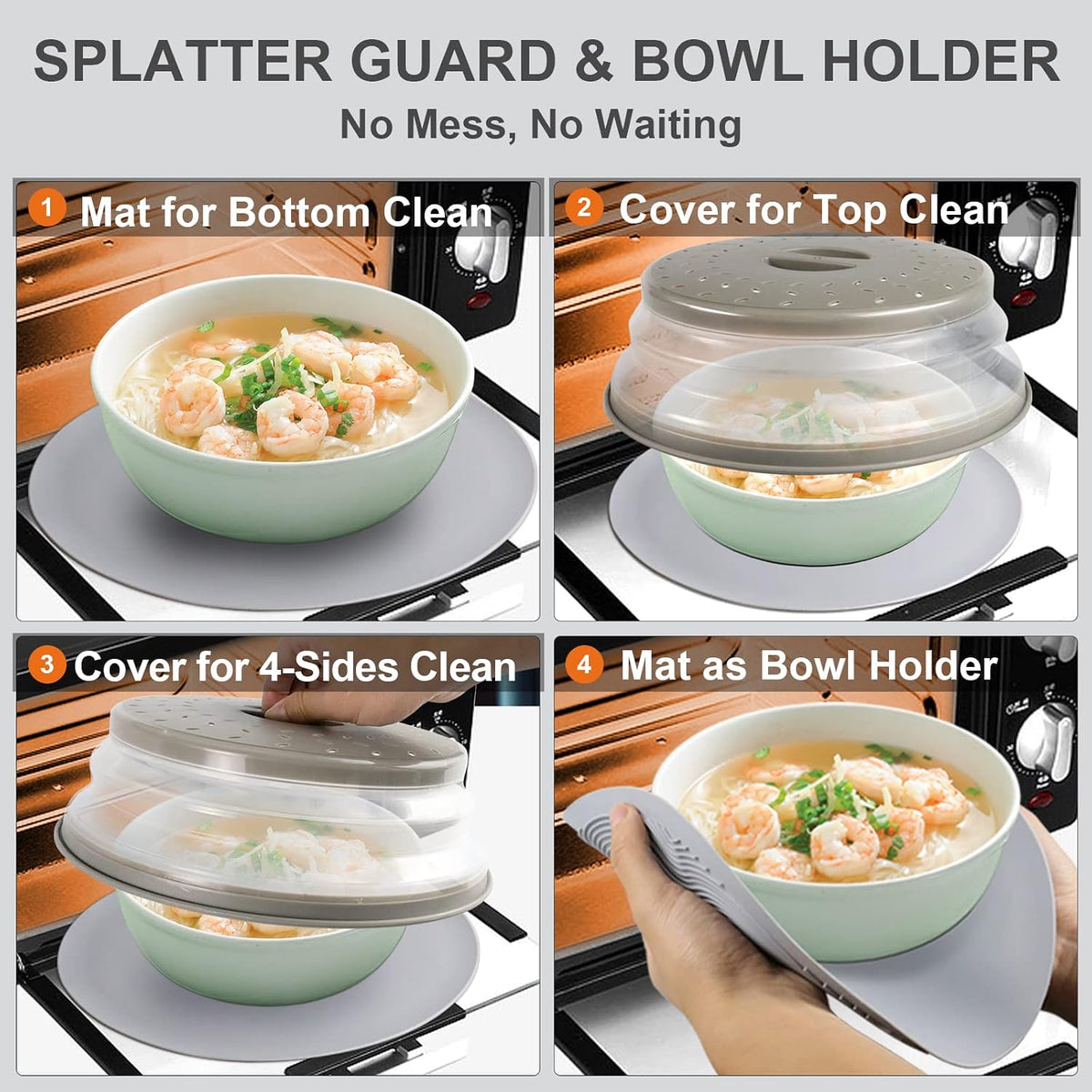 Home Collection Multipurpose 2-in-1 Microwave Splatter Cover and Silicone Mat