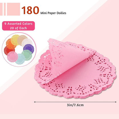 Home Collection 180-Pc 3.5-Inch Colored Lace Mini Paper Doilies