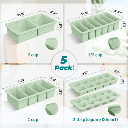 Home Collection Pack of 5 Silicone Freezer Food Molds with Steel Rim