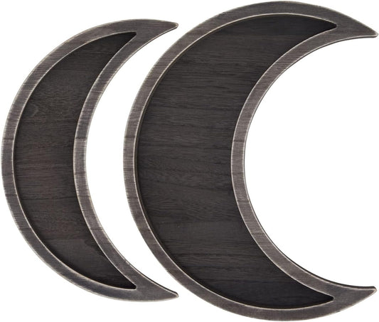 Home Collection 2-Piece Dark Brown Wooden Crescent Moon Tray Set