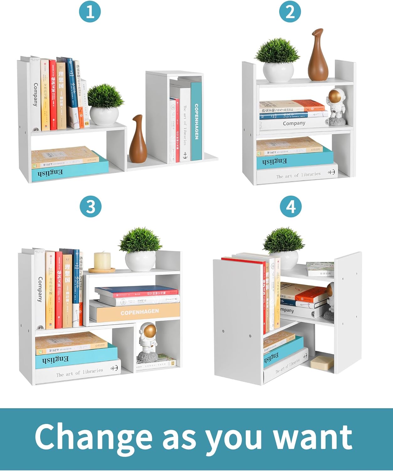 Home Collection Adjustable Stackable White Wood Desk Storage Shelf