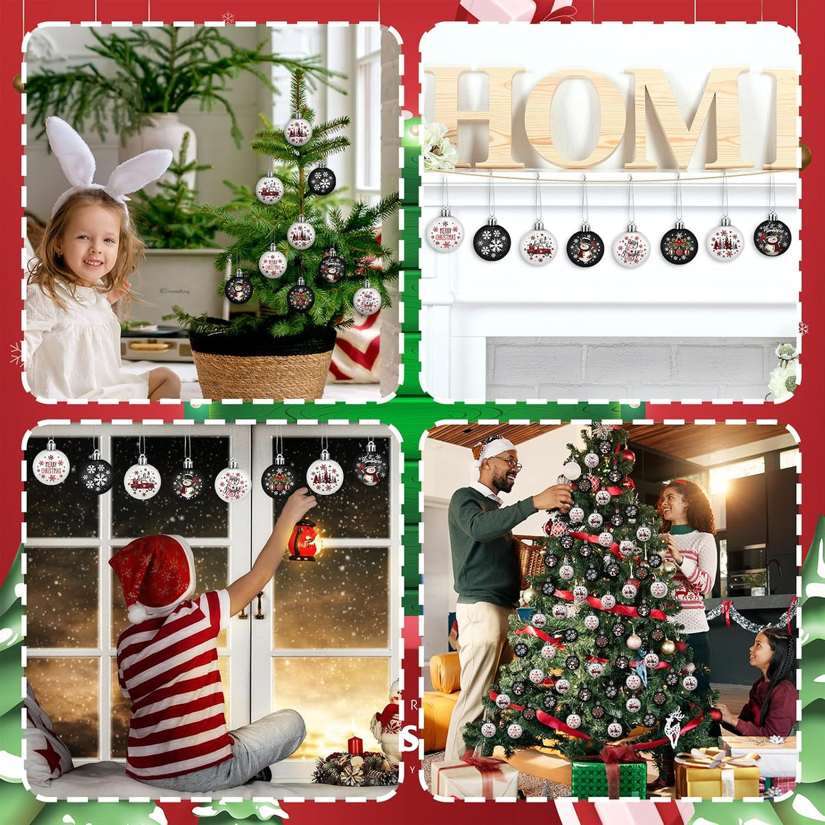 Home Collection Pack of 40 Mini Christmas Ball Ornaments 1.2 Inch Hanging Xmas Tree Decorations