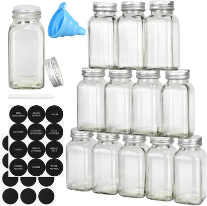 Home Collection 4oz Glass Spice Jars Set with Labels