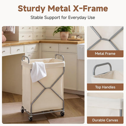 Home Collection Rolling Laundry Hamper with Removable Bag and Wheels