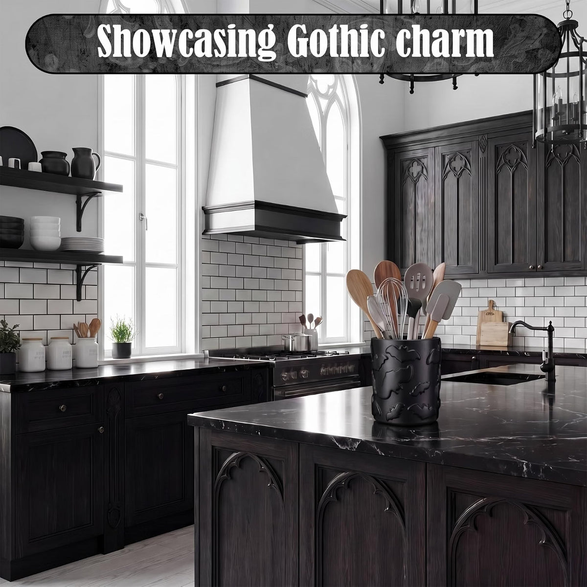 Home Collection Countertop Large Ceramic Kitchen Utensil Holder