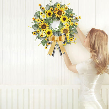 Home Collection Spring Summer Sunflower Wreath for Front Door 22 Inch