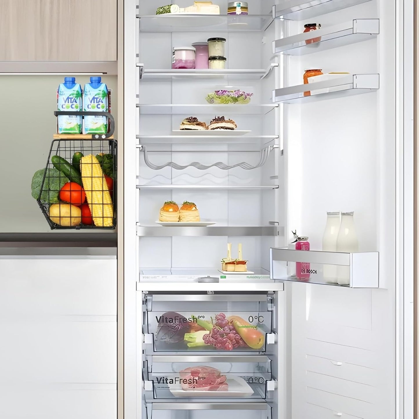 Home Collection Magnetic Fridge Shelf with Wood Lid Black