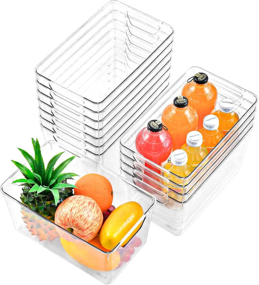 Home Collection 12 Pack Clear Acrylic Storage Bins with Handles