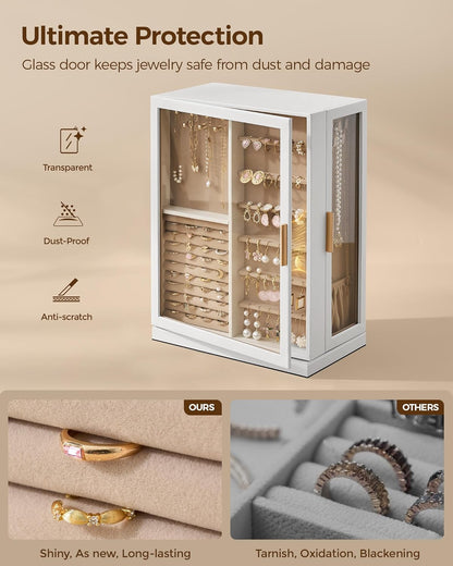 Home Collection 360° Rotating White Jewelry Cabinet with 9 Drawers