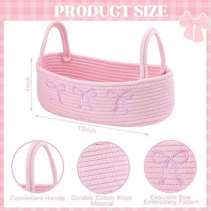 Home Collection Cotton Rope Woven Bathroom Storage Basket with Handle 13 Inch