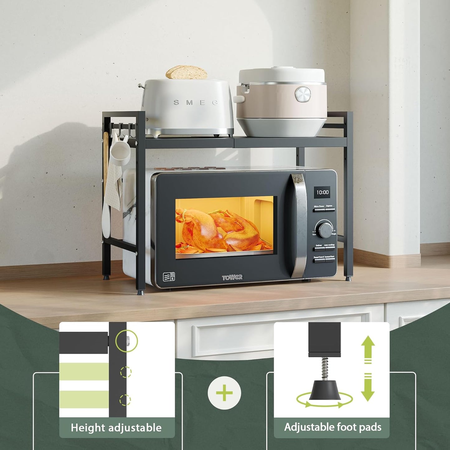 Home Collection Expandable 2-Tier Metal Microwave Stand