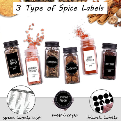 Home Collection 4oz Glass Spice Jars Set with 547 Labels