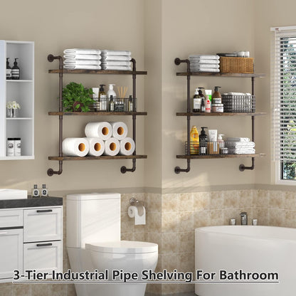 Home Collection 3-Tier Industrial Pipe Shelf  24"