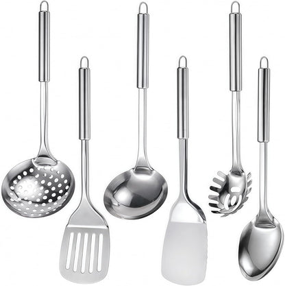 Home Collection 6 Piece Stainless Steel Cooking Utensil Set Heat Resistant Tools