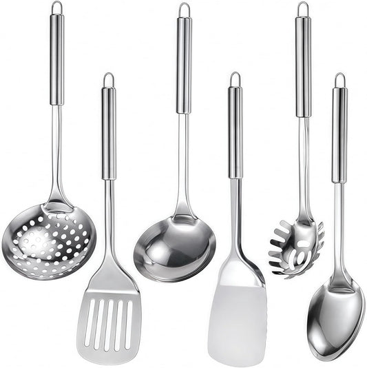 Home Collection 6 Piece Stainless Steel Cooking Utensil Set Heat Resistant Tools