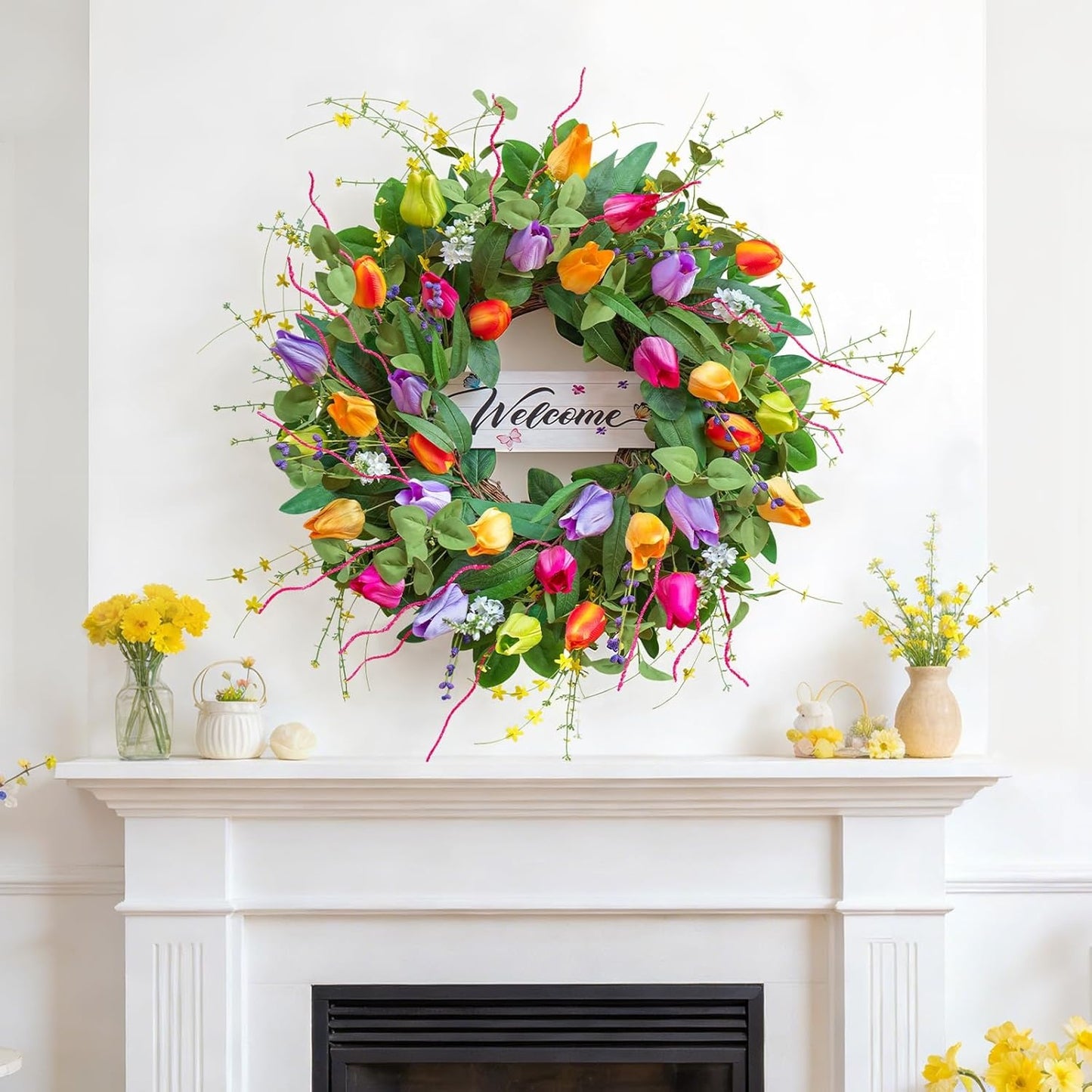 Home Collection Spring Summer Front Door Wreath 26 Inch Seasonal Door Decor