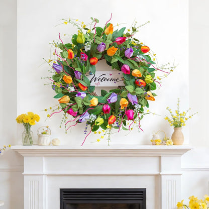 Home Collection Spring Summer Front Door Wreath 26 Inch Seasonal Door Decor