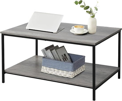 Home Collection 2-Tier Coffee Table with Open Storage Shelf