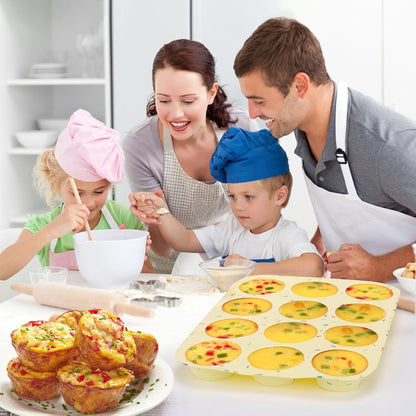 Home Collection Pack of 2 12-Cavity Silicone Egg Bite and Muffin Molds Nonstick Cupcake Baking Pans