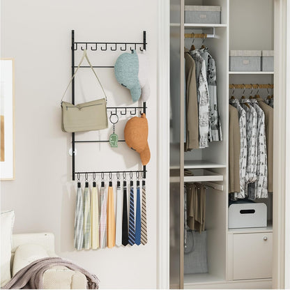 Home Collection 3 Tier Over Door Hat Rack Organizer Hat Storage with 16 Hooks